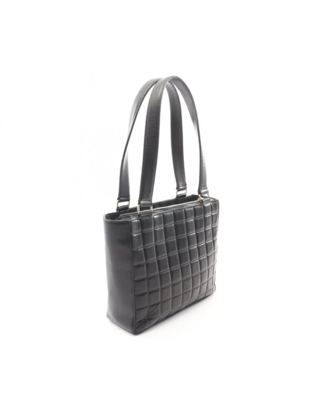 Chanel Tote Bag Choco Bar Black Lambskin CC Logo